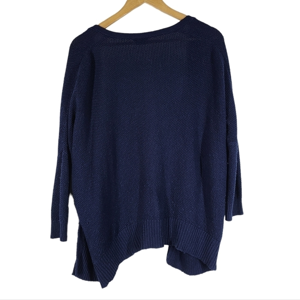Theory Hyori Cashcotton Waffle Knit Cardigan Cashmere Blend Small Navy Blue